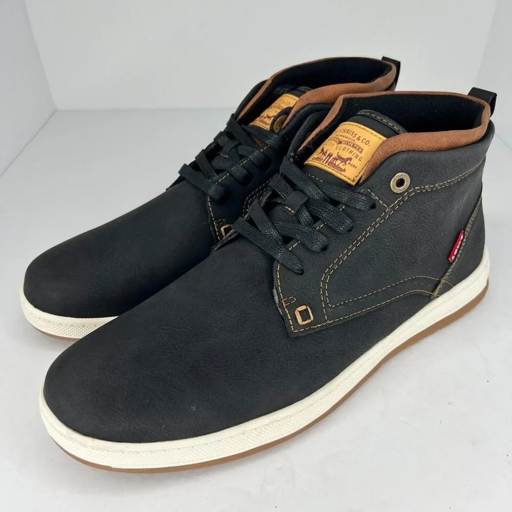 Levis Mens 51927941A Black Goshen Waxed Lace Up High Top Size 13 Ankle Sneakers